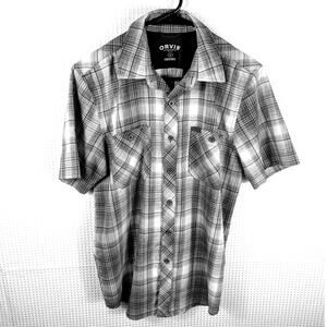 Orvis Men’s Small Classic Collection Plaid Short Sleeve Shirt Gray Polyester
